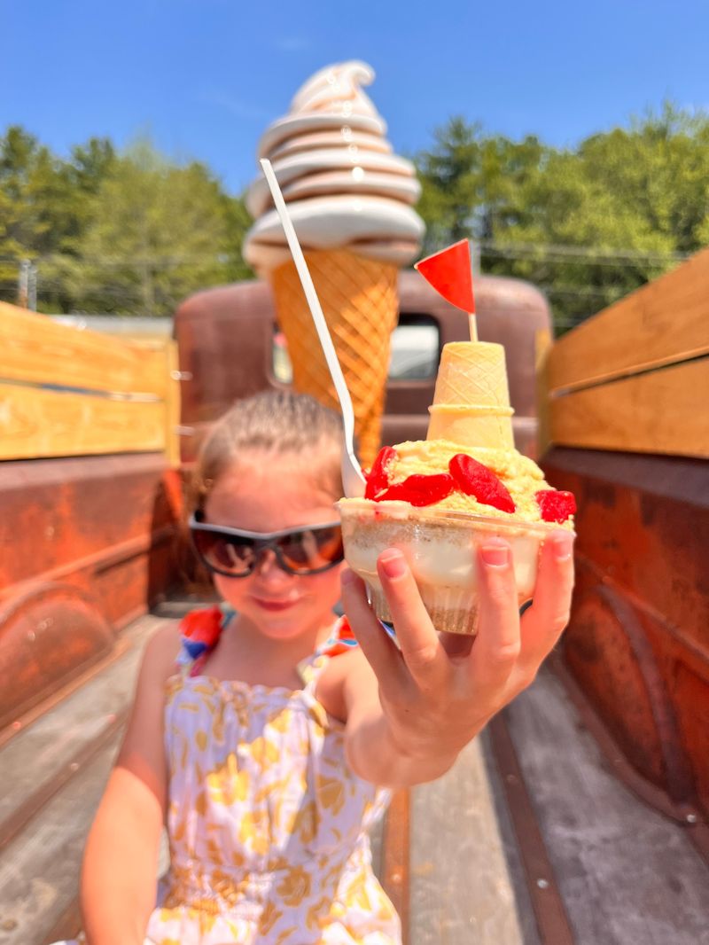Kid enjoying a sundae at The Maine Scoop Company